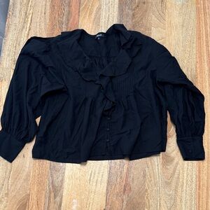 Madewell Elegant Black Ruffle Blouse